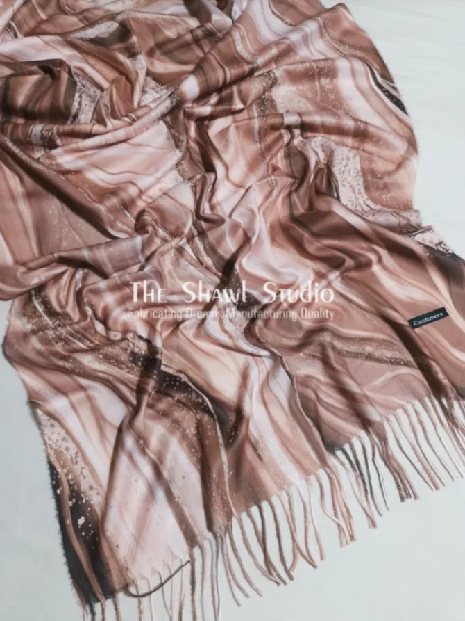 Cashmere Digital Print Wool - Caramel