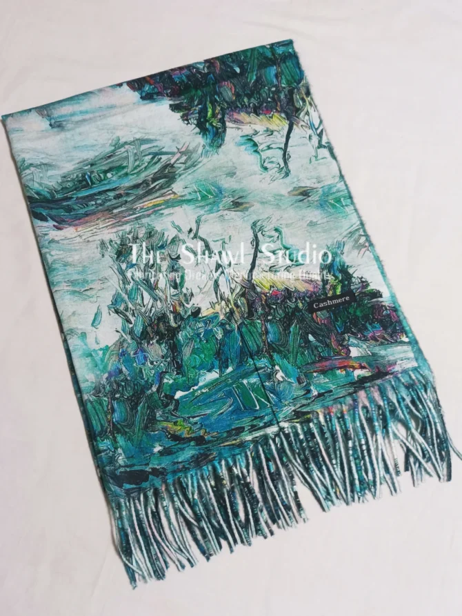 Cashmere Digital Print Wool - Jade