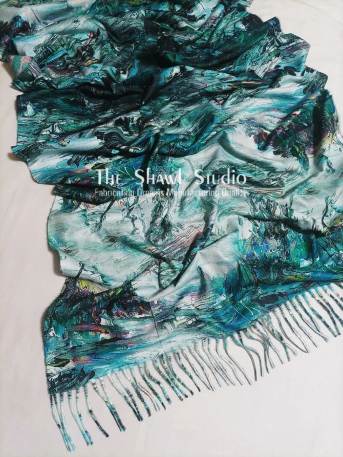 Cashmere Digital Print Wool - Jade