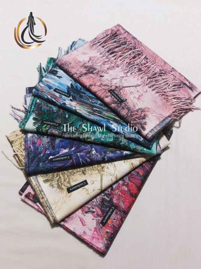 Cashmere Digital Print Wool - Jade