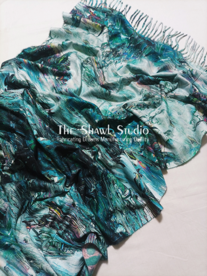 Cashmere Digital Print Wool - Jade