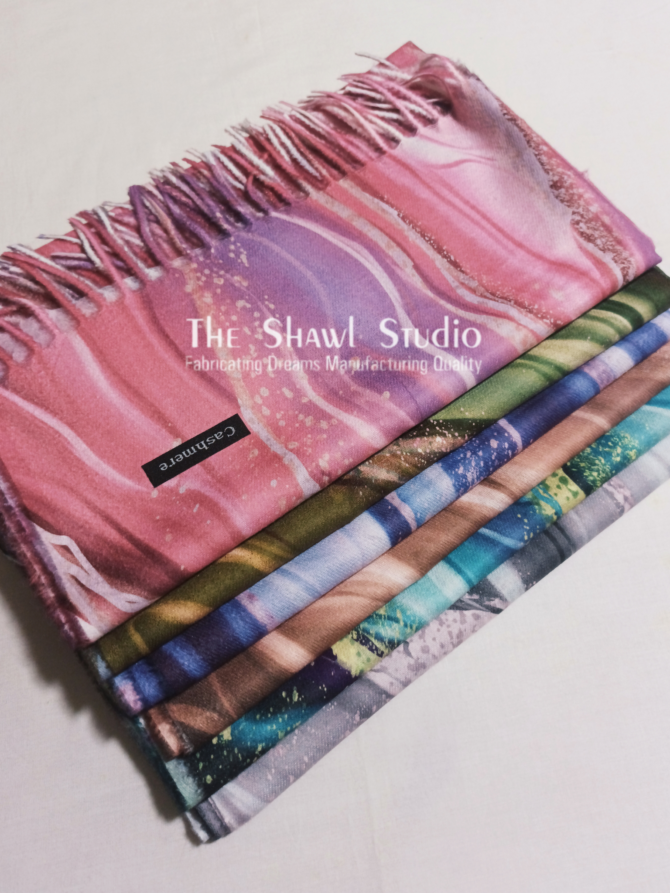 Cashmere Digital Print Wool - Caramel
