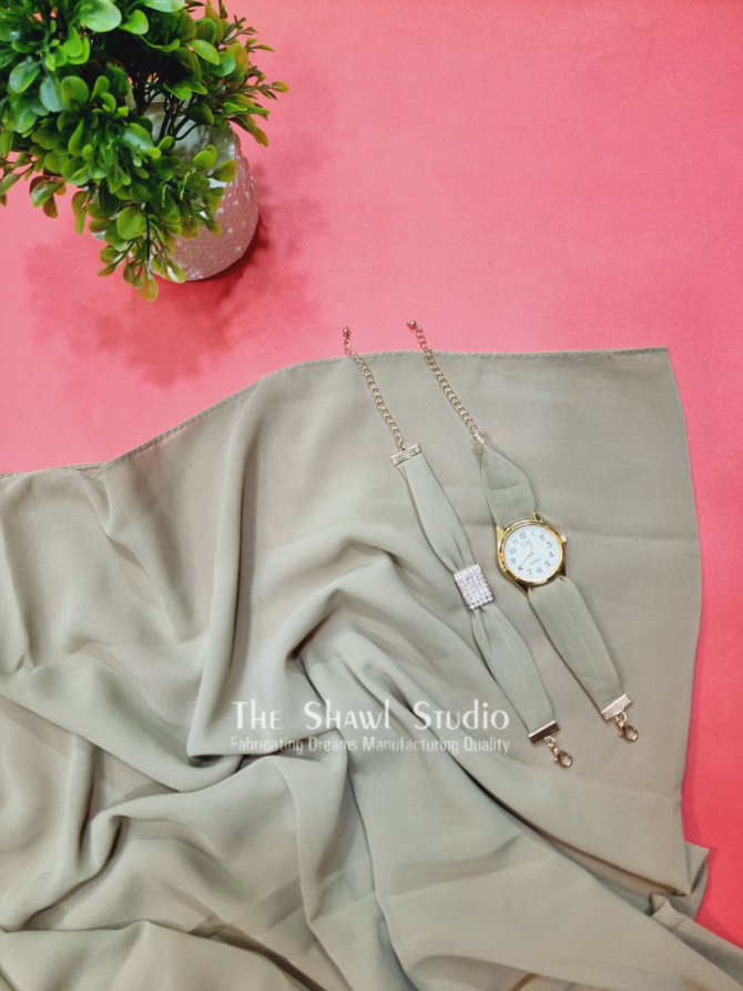 Hijab + Watch + Bracelet – Beige