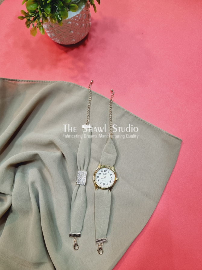 Hijab + Watch + Bracelet – Beige