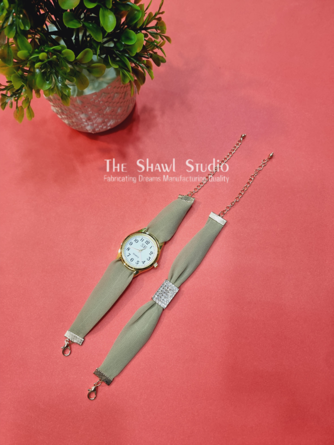 Hijab + Watch + Bracelet – Beige