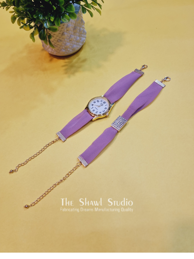 Hijab + Watch + Bracelet – Light Purple