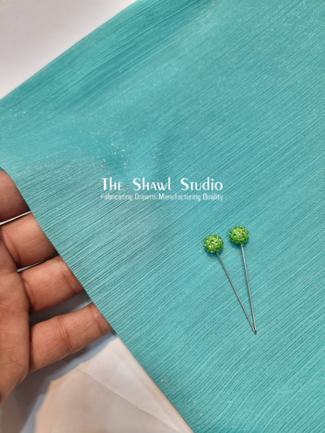 Shimmer Crinkle Chiffon – Aqua Blue
