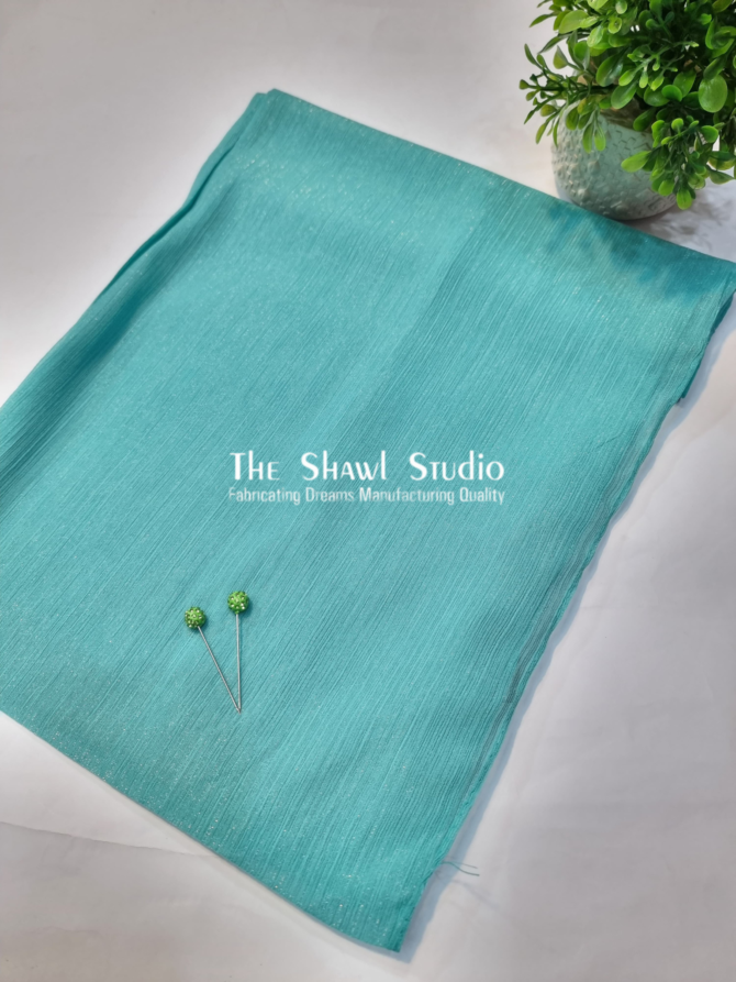 Shimmer Crinkle Chiffon – Aqua Blue